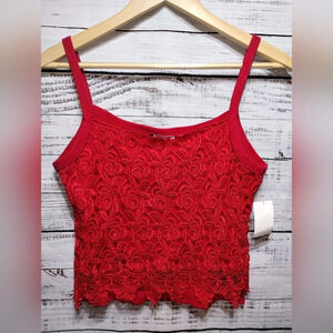 Awesome Lace Crop Tank Red size XL‎ Vintage Deadstock Y2K 90s NWT